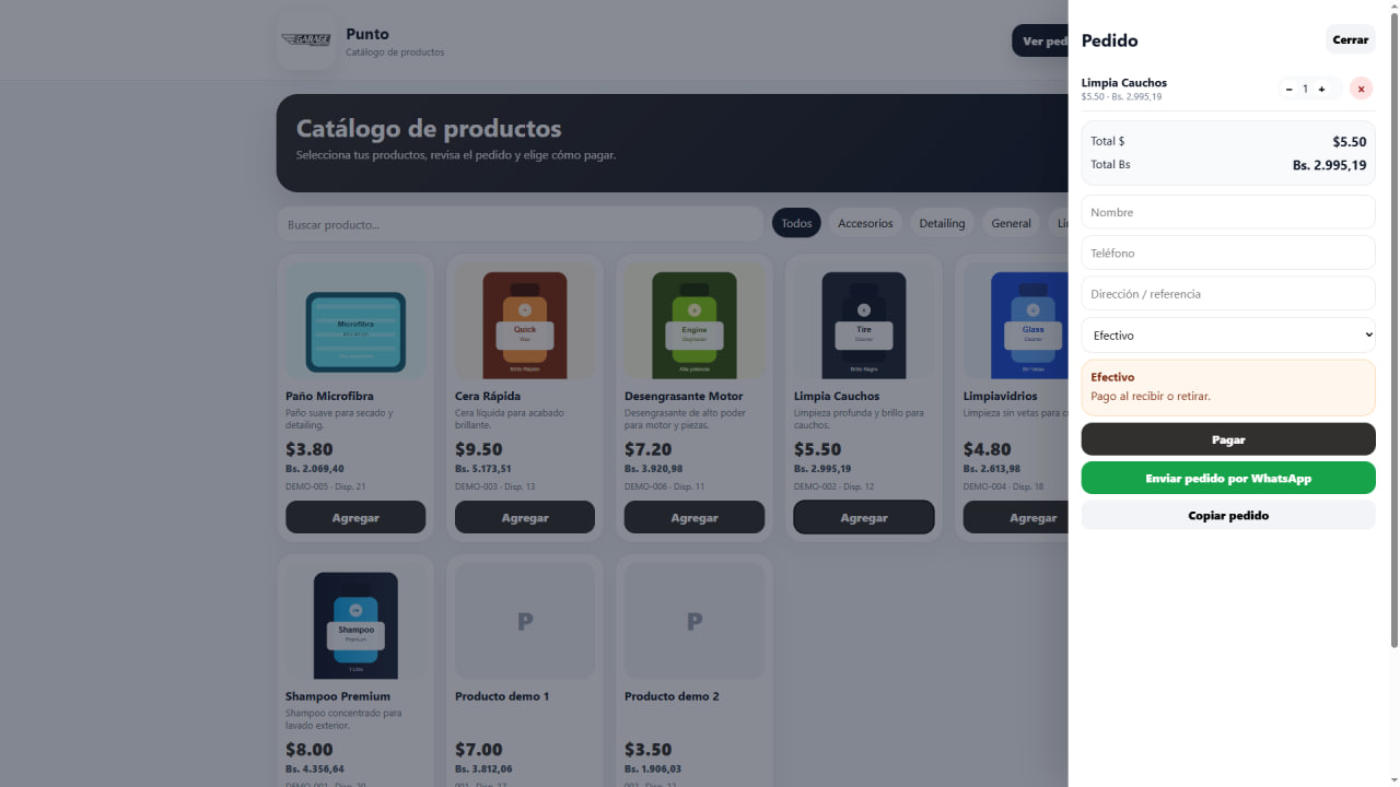Catálogo y pedido de Punto App